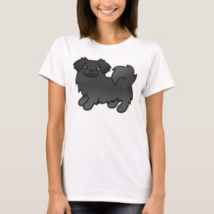 Black Tibetan Spaniel Cute Cartoon Dog T-Shirt