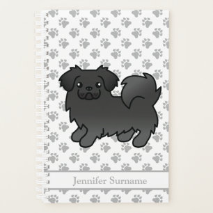 Black Tibetan Spaniel Cute Cartoon Dog & Text Planner