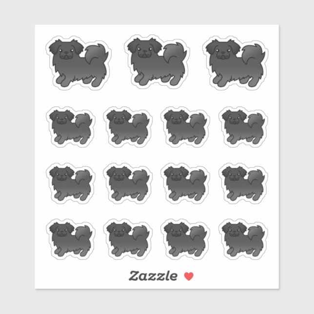 Black Tibetan Spaniel Cute Cartoon Dogs (Sheet)