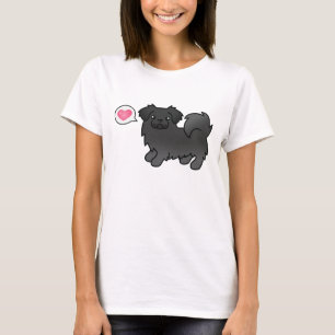 Black Tibetan Spaniel Dog Love Illustration T-Shirt