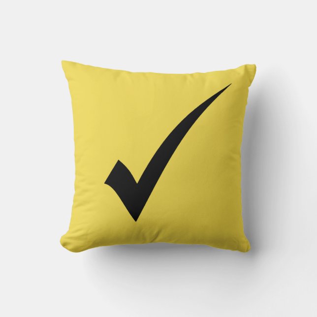 Black Tick Check Symbol Sign Mark Cushion (Front)