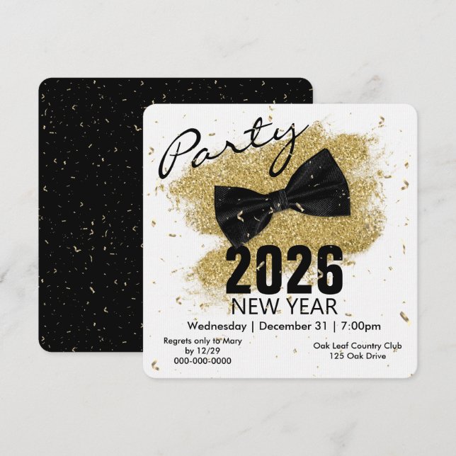 Black Tie 2026New Years Party  Invitation (Front/Back)