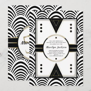 Black Tie 50th Birthday Party Elegant Art Deco Invitation