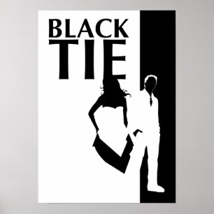 black tie affair : man & woman silhouette poster