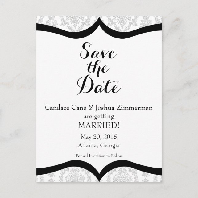 Black Tie Affair Save the Date Announcement Postcard (Front)