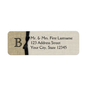 Black Tie and Burlap Monogram Return Address Label