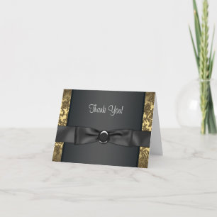 Black Tie Black and Gold Thank You Cards