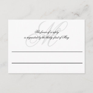 Black Tie Black White Wedding RSVP Card