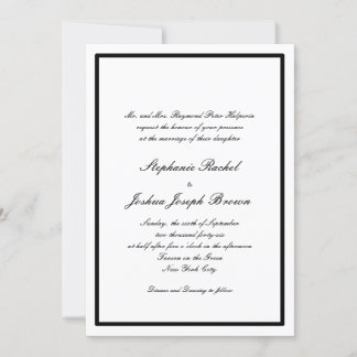 Black Tie Border Wedding Invitations