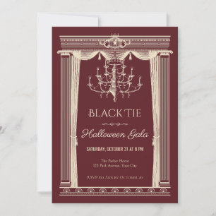 Black Tie Chandelier Halloween Gala Invitation