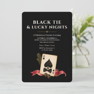 Black Tie Christmas Casino Night Gaming Party  Invitation