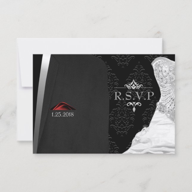 Black Tie Diamond R.S.V.P. RSVP Card (Front)