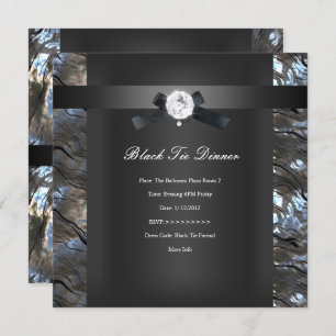 Black Tie Dinner Silver black 2 Invitation