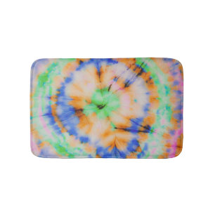 Black Tie Dye, Grungy Vintage. Bath Mat