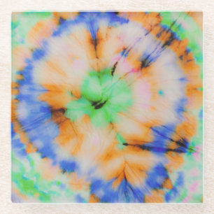 Black Tie Dye, Grungy Vintage. Glass Coaster