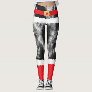 Black Tie Dye Santa Claus Costume Christmas Leggings