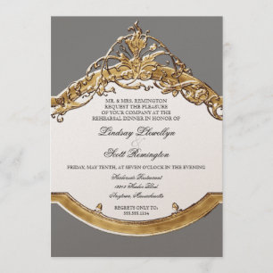 Black Tie Elegance 2, Golden Rehearsal Dinner Invitation