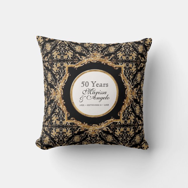 Black Tie Elegance 2, Golden Wedding Anniversary Cushion (Front)