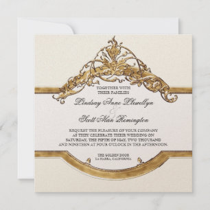 Black Tie Elegance 2, Golden Wedding Invitations