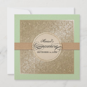 Black Tie Elegance, Champagne Cream Quinceanera Invitation