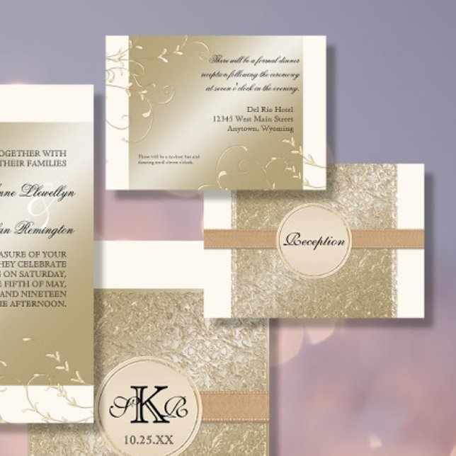 Black Tie Elegance, Champagne Wedding Details Invitation (Creator Uploaded)