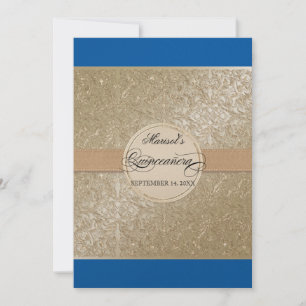 Black Tie Elegance, Cobalt Blue Cream Quinceanera Invitation