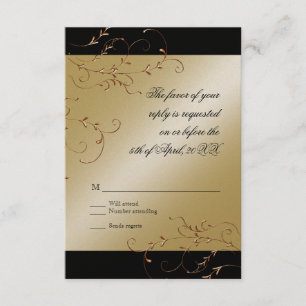 Black Tie Elegance, Golden RSVP Response Card