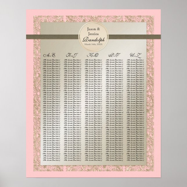 Black Tie Elegance - Reception Table Seating Chart (Front)