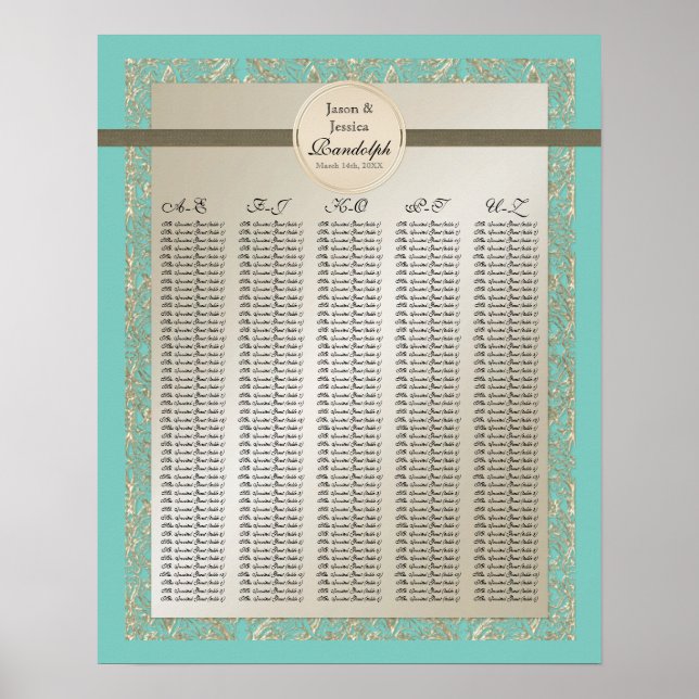 Black Tie Elegance - Reception Table Seating Chart (Front)