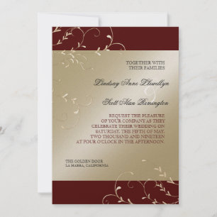 Black Tie Elegance, Red Burgundy Wedding Cards