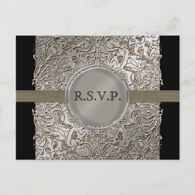Black Tie Elegance, RSVP Response Card Postcard (Front)