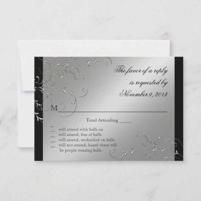 Black Tie Elegance, RSVP Response Cards (Front)