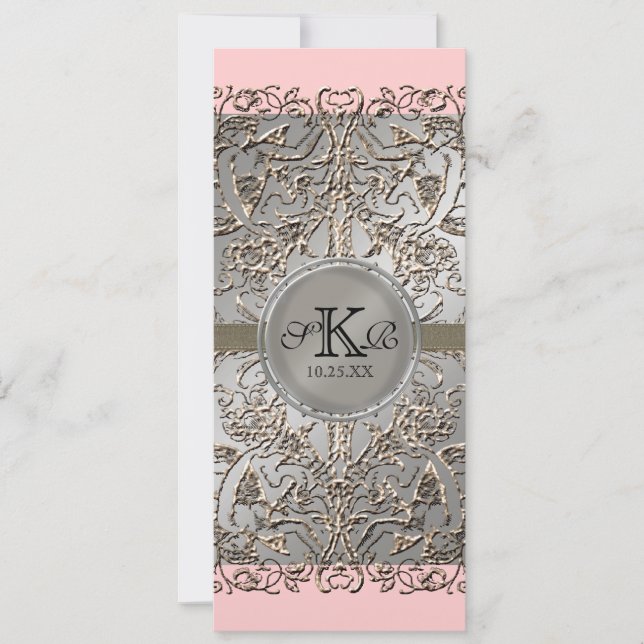 Black Tie Elegance, Silver Wedding Invitations (Front)