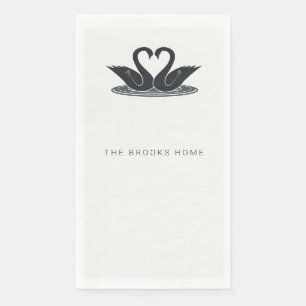 Black Tie Elegant Swan Minimalist Personal Note Napkin