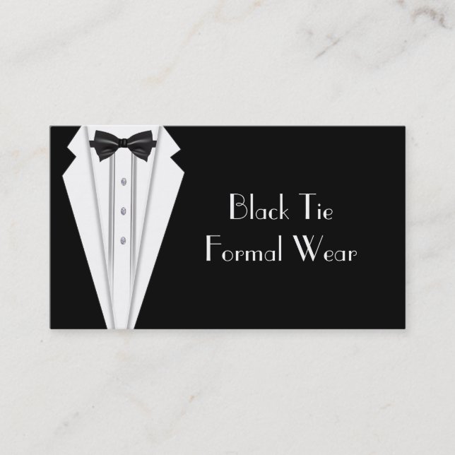 Black Tie Formal  Tuxedo Business Business Card (Front)
