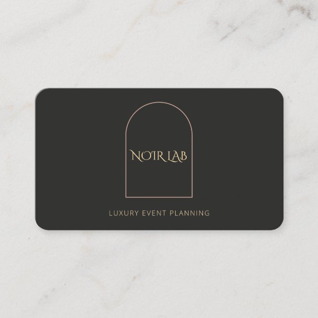 Black Tie Luxury Modern Arch QR Code Business Card (Front)