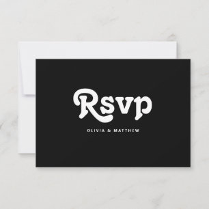 Black Tie Minimalist Wedding Modern Typography RSVP Card
