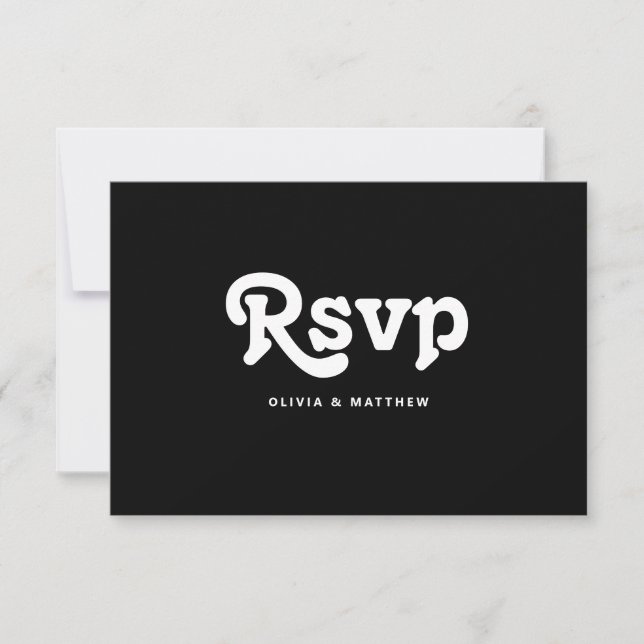 Black Tie Minimalist Wedding | Modern Typography RSVP Card (Front)