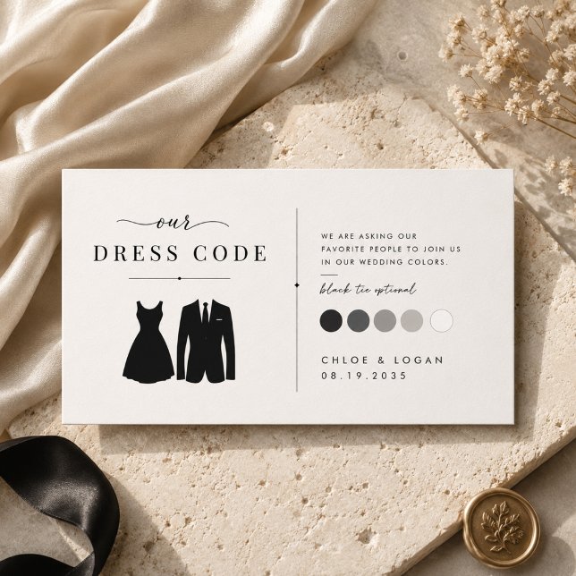 Black Tie Optional Wedding Colour Palette Enclosure Card (Creator Uploaded)