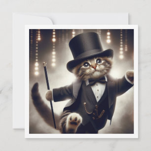Black tie party, cat birthday, cat invitation