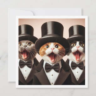 Black tie party, funny cat birthday, cat  invitation