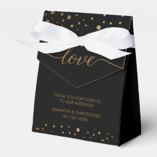 Black tie Personalised Gold Love Script Wedding  Favour Box