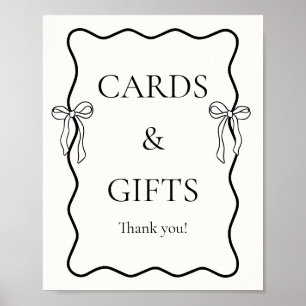 Black Tie the knot Bridal Shower Cards & Gifts Poster