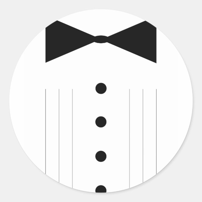 black tie tuxedo bowtie line drawing classic round sticker (Front)