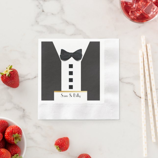 Black Tie Tuxedo 🎩 Classic Monogram Napkin (Insitu)