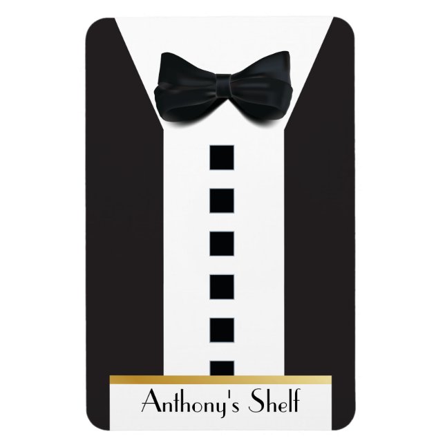 Black Tie Tuxedo 🎩 Funny Monogram Fridge Magnet (Vertical)
