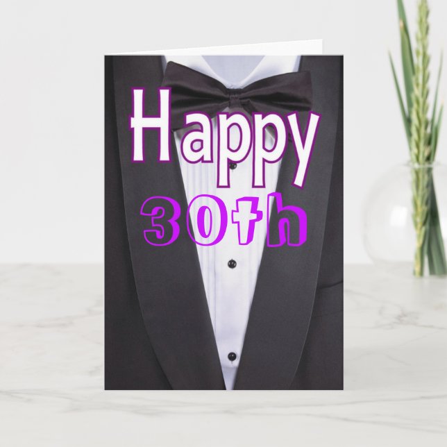 Black tie tuxedo happy birthday card (Front)