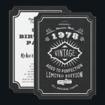 Black Tie Vintage 40th Birthday Party Invitation<br><div class="desc">Easy to customise for any age,  year of birth or milestone birthday - vintage aged to perfection party invitations.</div>