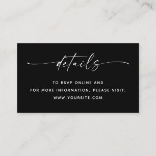 Black Tie Wedding Details + QR Code Minimalist Enclosure Card