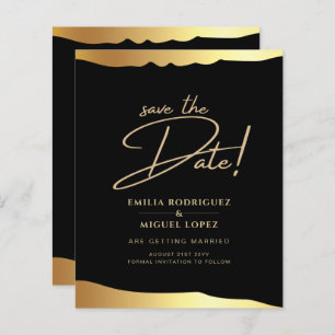 Black Tie Wedding Gold Foil Script Elegant Event 